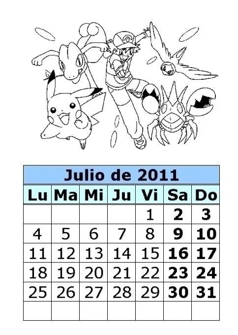 Calendario de Pokemon (3ª parte) : Calendarios para imprimir