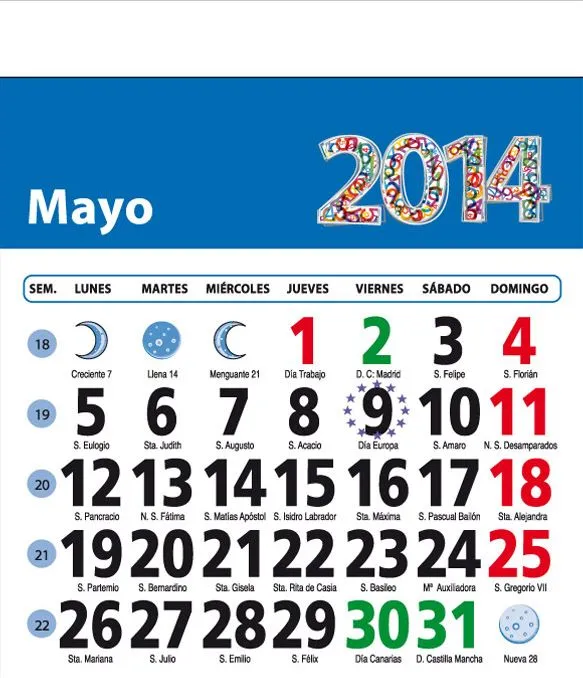 Calendario santoral 2014 - Imagui