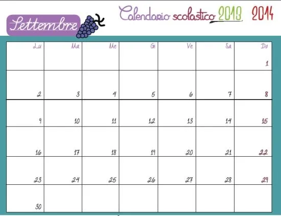 Calendario scolastico 2013-2014 da stampare | Mamma Felice