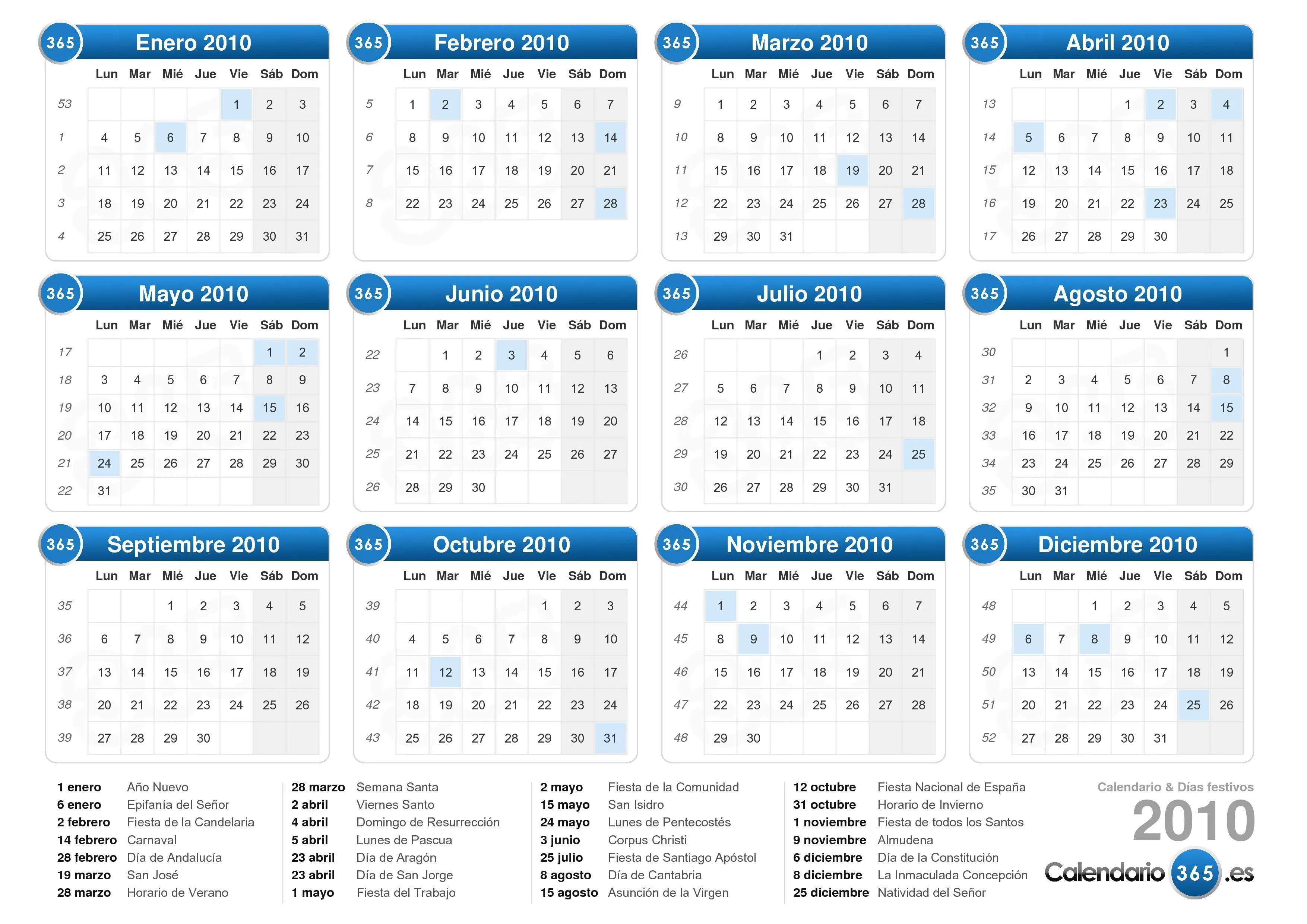 Calendario 2010