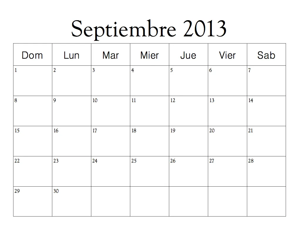 Calendario Septiembre 2013 ~ Dibujos para Colorear Infantil