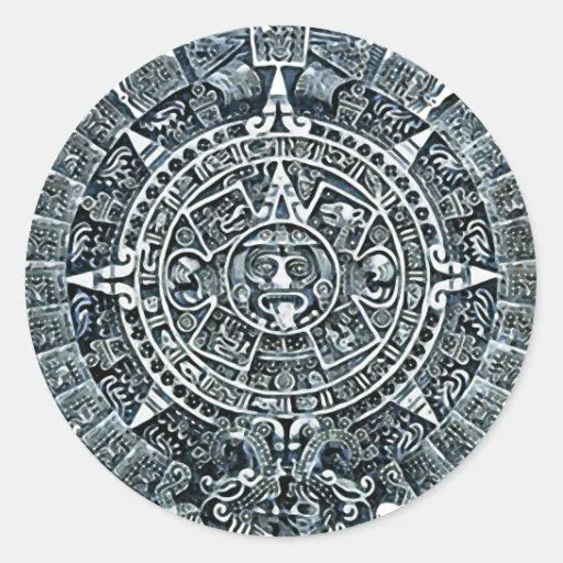 Calendario/maya mayas Kalender Etiqueta Redonda de Zazzle.