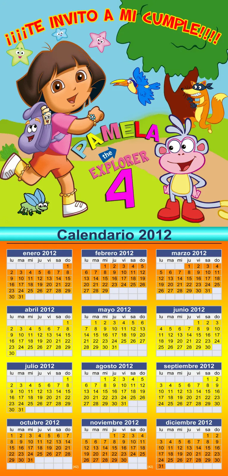 Calendarios 2012 infantiles de dora la exploradora - Imagui