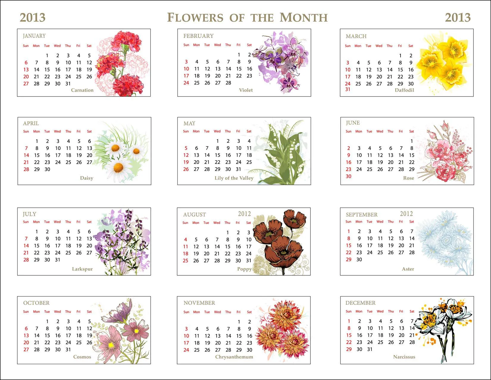 Calendarios 2013 adornados con flores - Mil Recursos