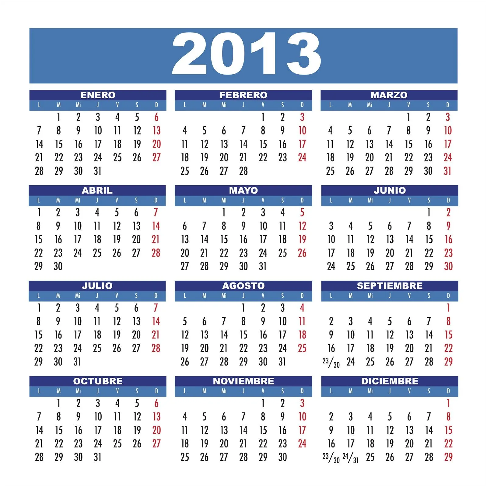 Calendarios 2013 para imprimir Blog De Fotografias | Imagenes Gratis