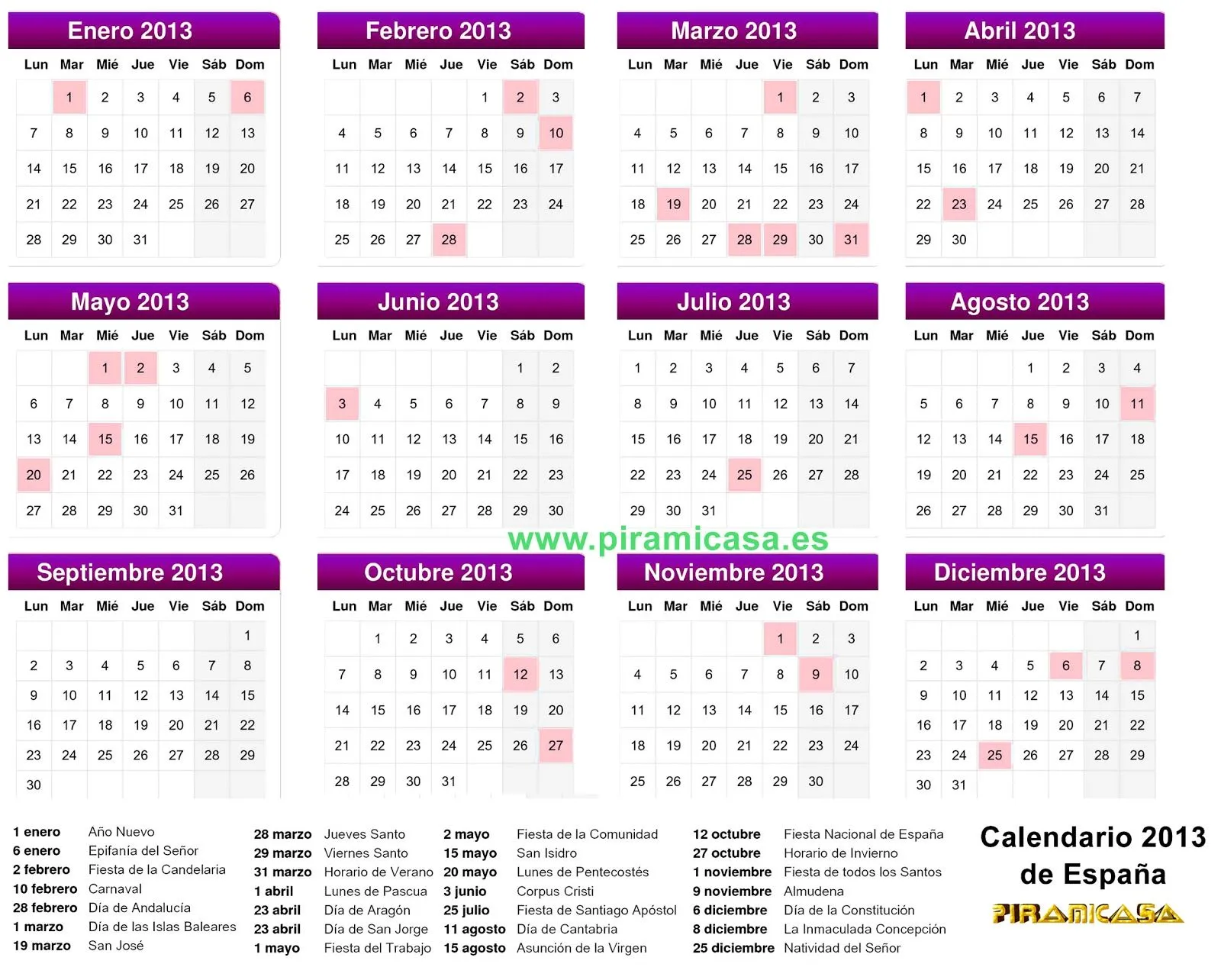 Calendarios 2013 para imprimir Blog De Fotografias | Imagenes Gratis