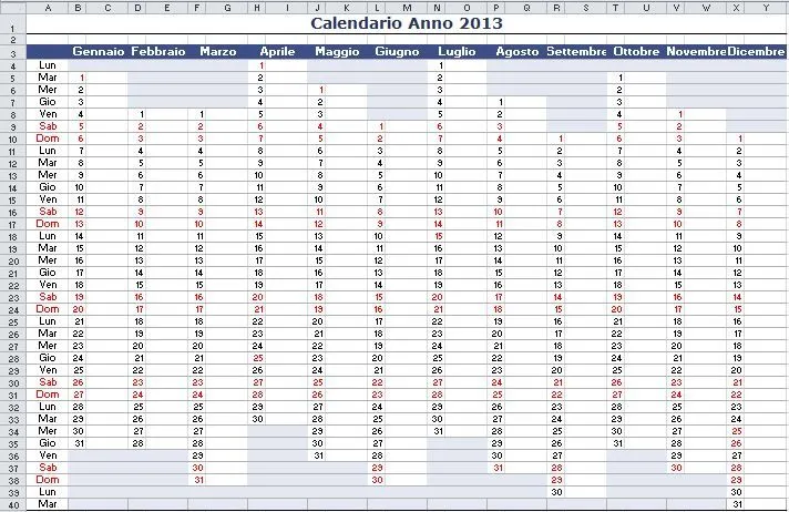 Calendarios 2013 para imprimir en excel - Imagui