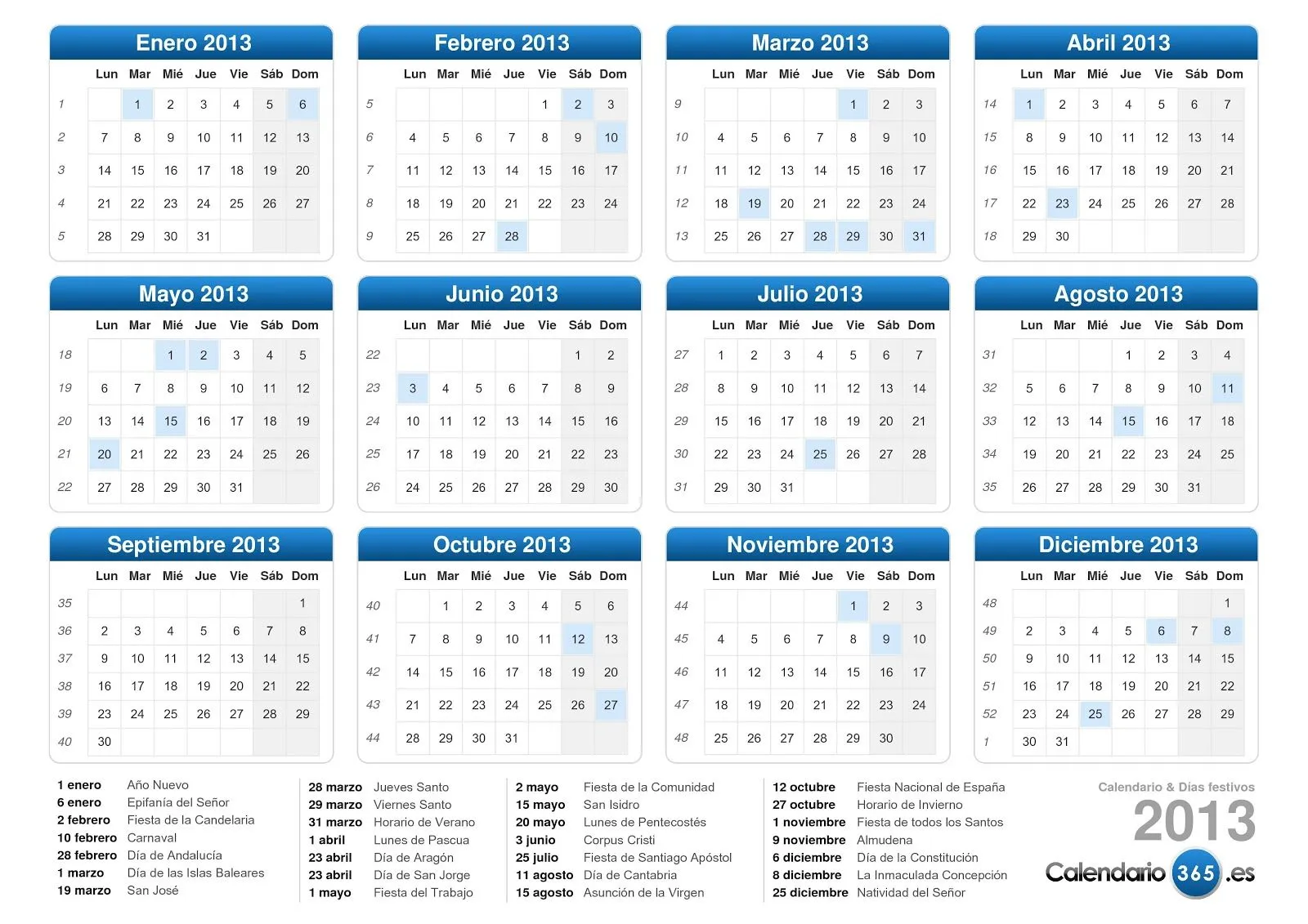 Calendarios 2013 para imprimir | Wallpapers - Fondos de Pantalla ...