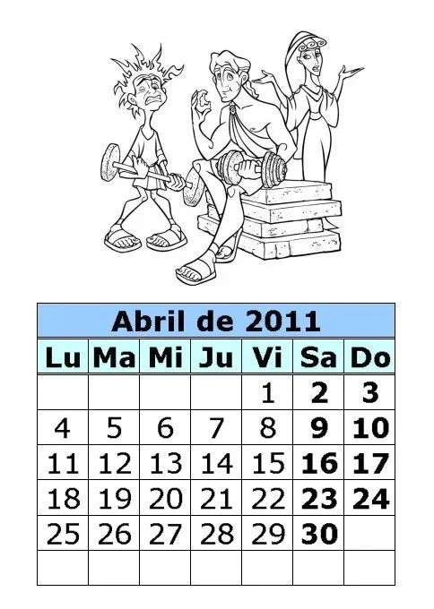 Calendario de dibujos para colorear de 2011 (2ª parte ...