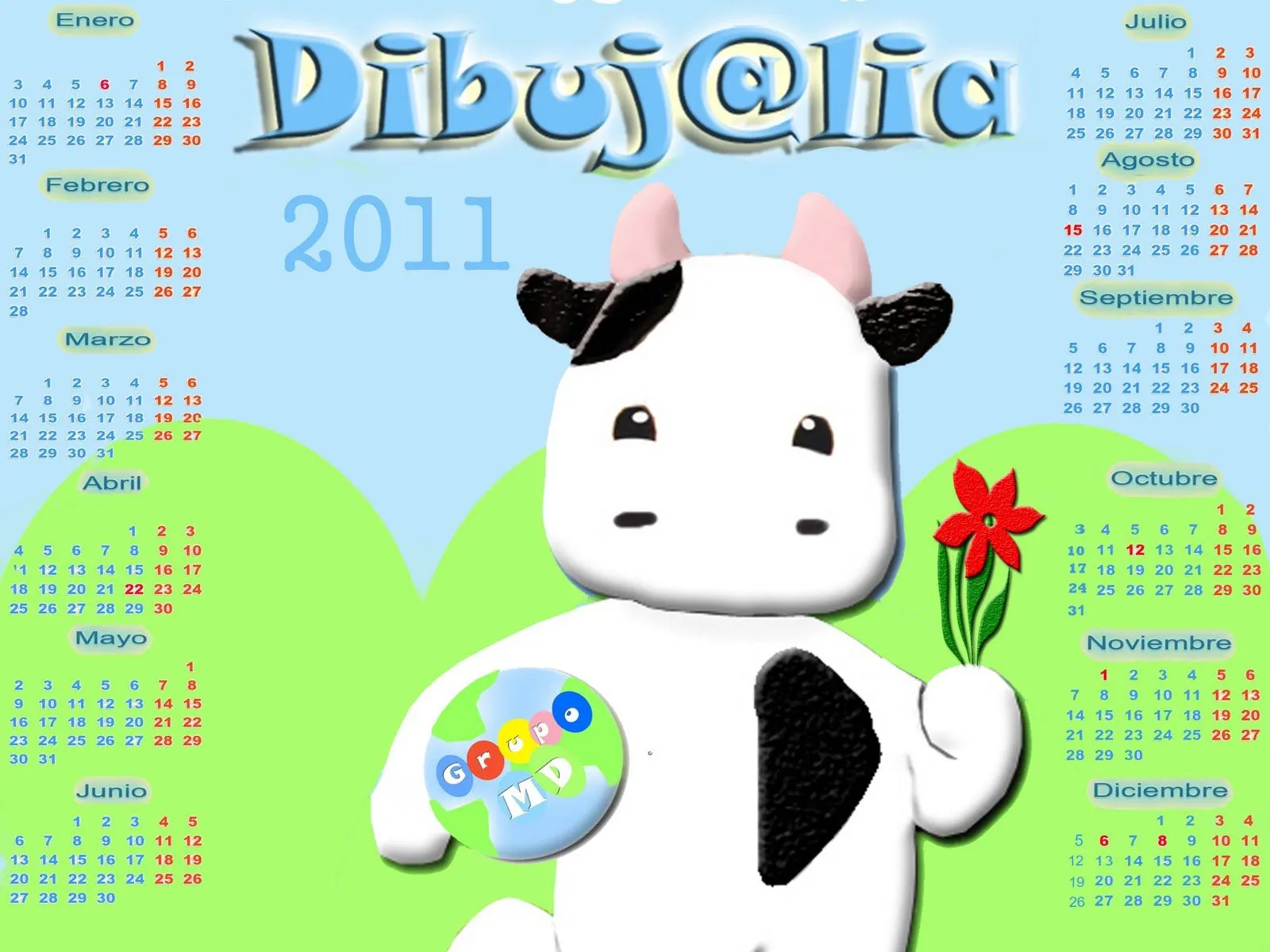 CALENDARIO INFANTIL DIBUJALIA 2011 : INFANTIL Y PARA NIÑOS.