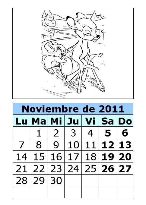 Calendario de Bambi para colorear de 2011 (4ª parte) : Calendarios ...