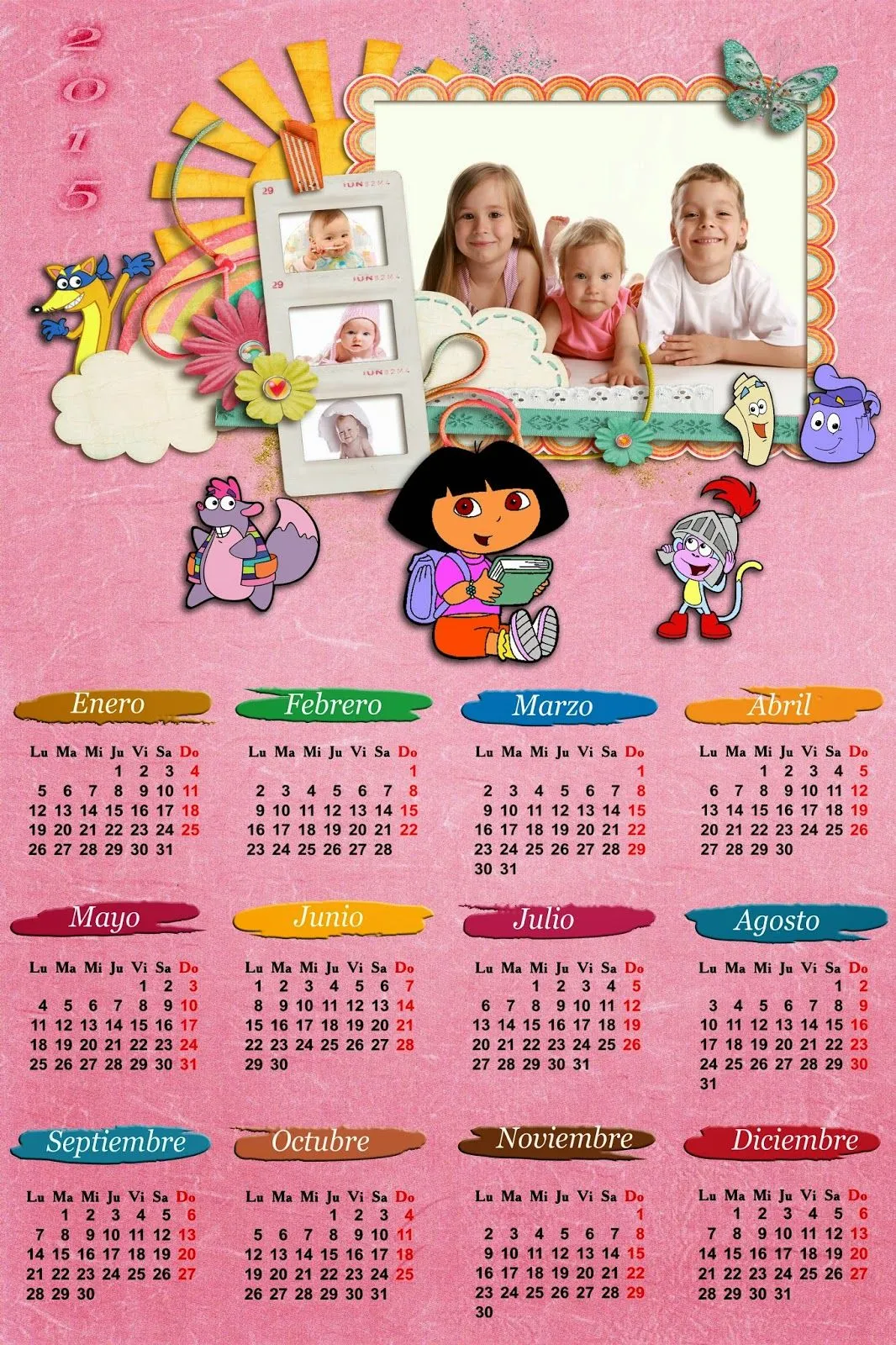 Calendarios para Photoshop: Calendario infantil 2015 Dora la ...