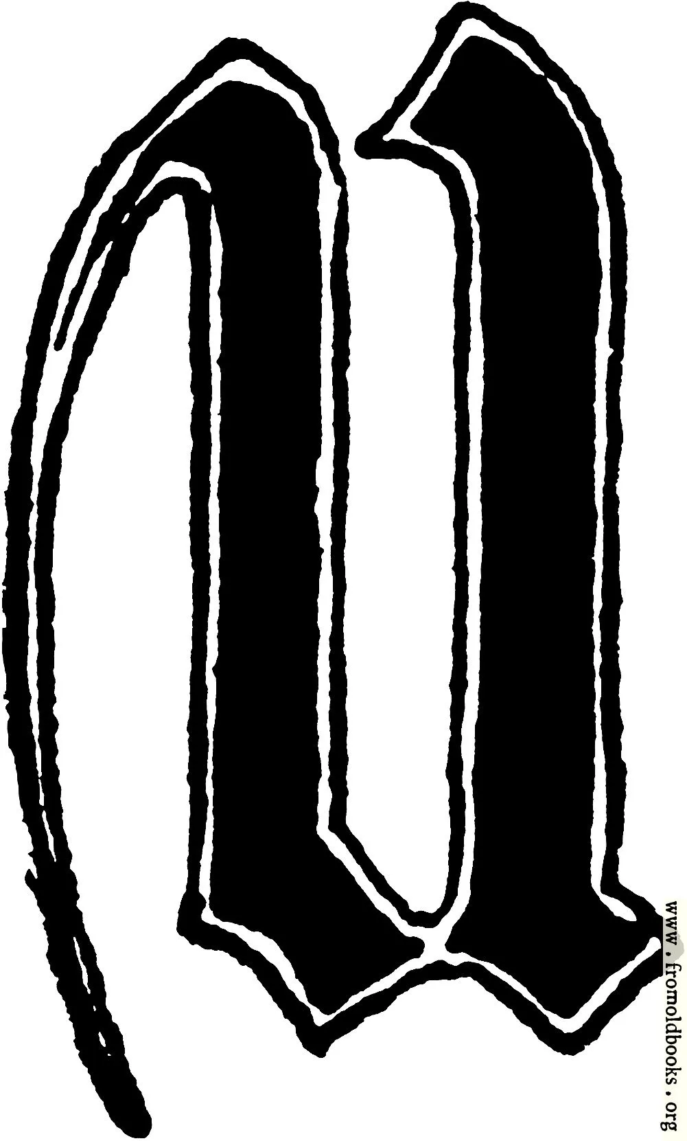 Calligraphic letter “U” in 15th century gothic style