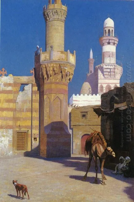 Un día caluroso en El Cairo (frente a la Mezquita) - Pintura al óleo