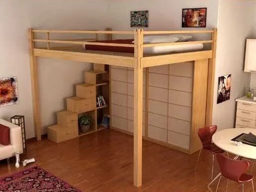 Cama alta doble moderna - LETTO A SOPPALCO YEN - Cinius