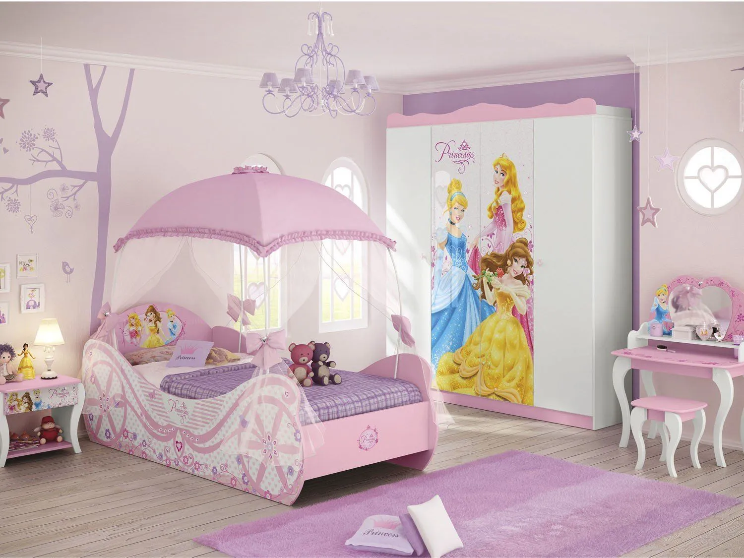 Cama de Solteiro 88x188cm Pura Magia Star Princesas Disney - Cama ...