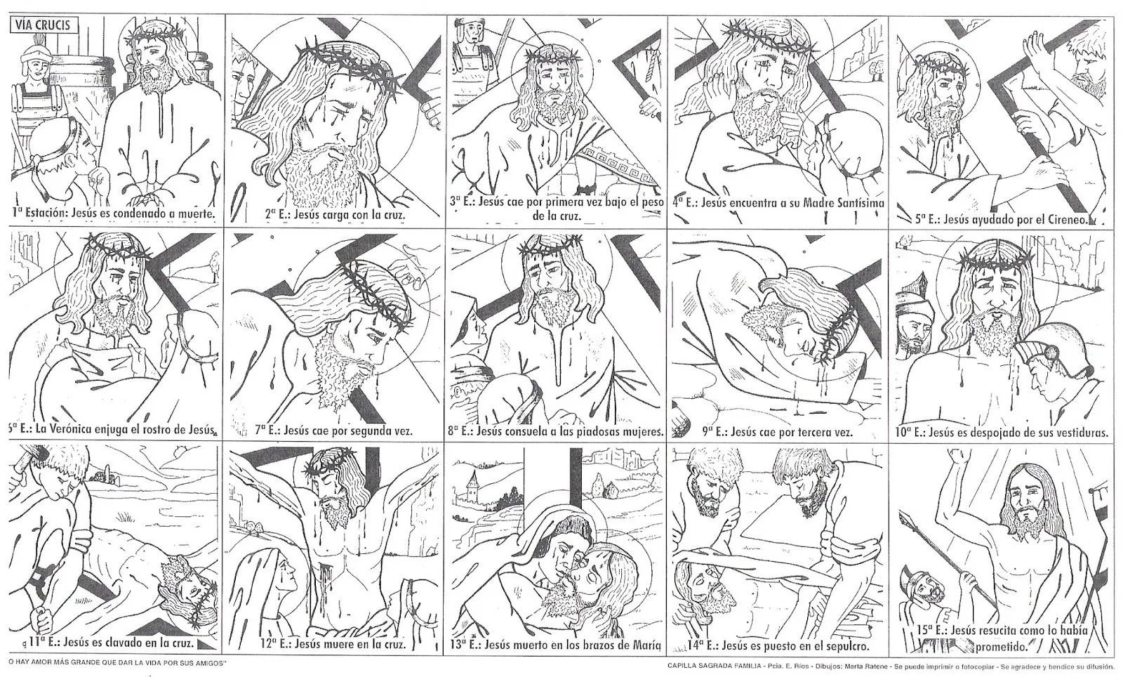 Camino hacia la Pascua: Viacrucis para colorear