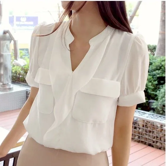 Camisas de mujer manga corta de vestir - Imagui