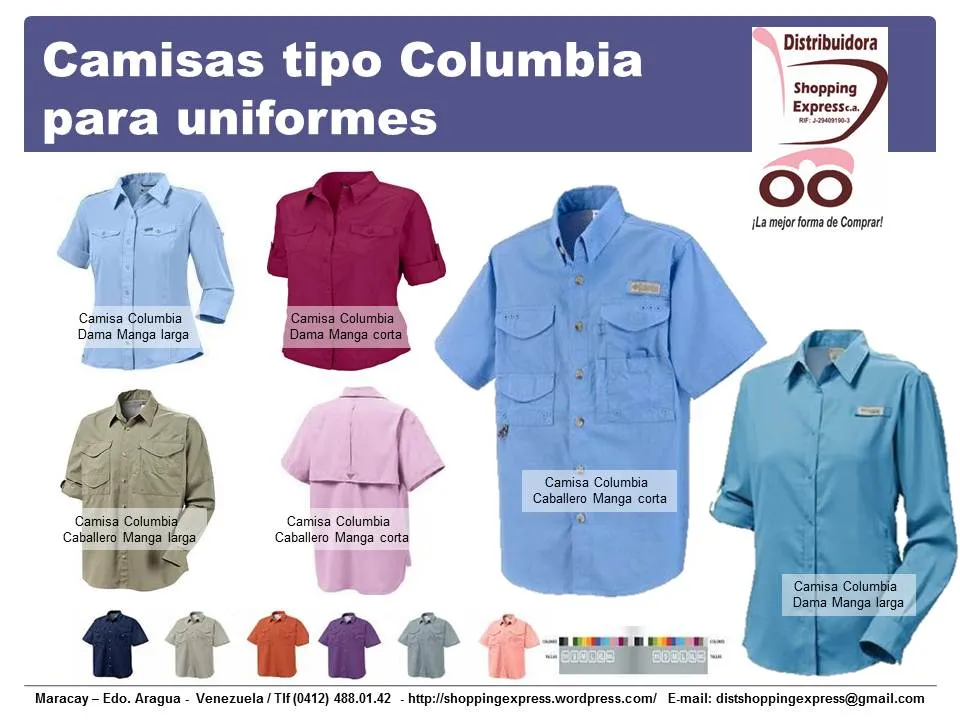 Camisas tipo Columbia para uniforme en los colores que usted desea ...