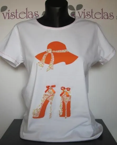 Camiseta blanca de manga corta, talla XL, con aplicaciones de ...