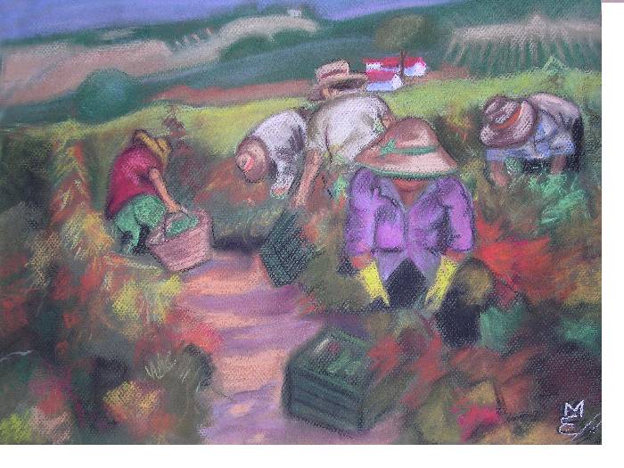 campesinos trabajando Elena Gómez - Artelista.com