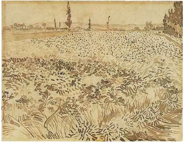 Campo de trigo de Vincent van Gogh | 1712 | Dibujos | Pluma, pluma ...