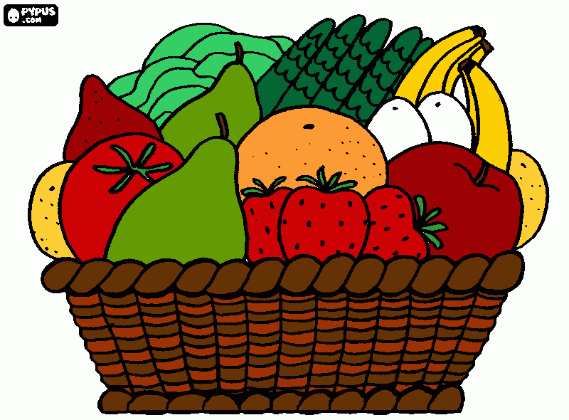 canasta de frut para colorear, canasta de frut para imprimir