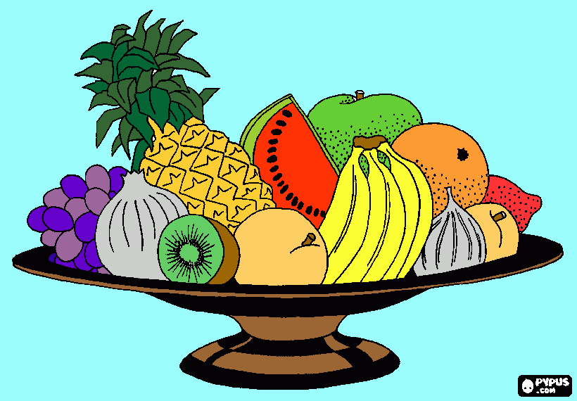 Canasta frutal para colorear, Canasta frutal para imprimir