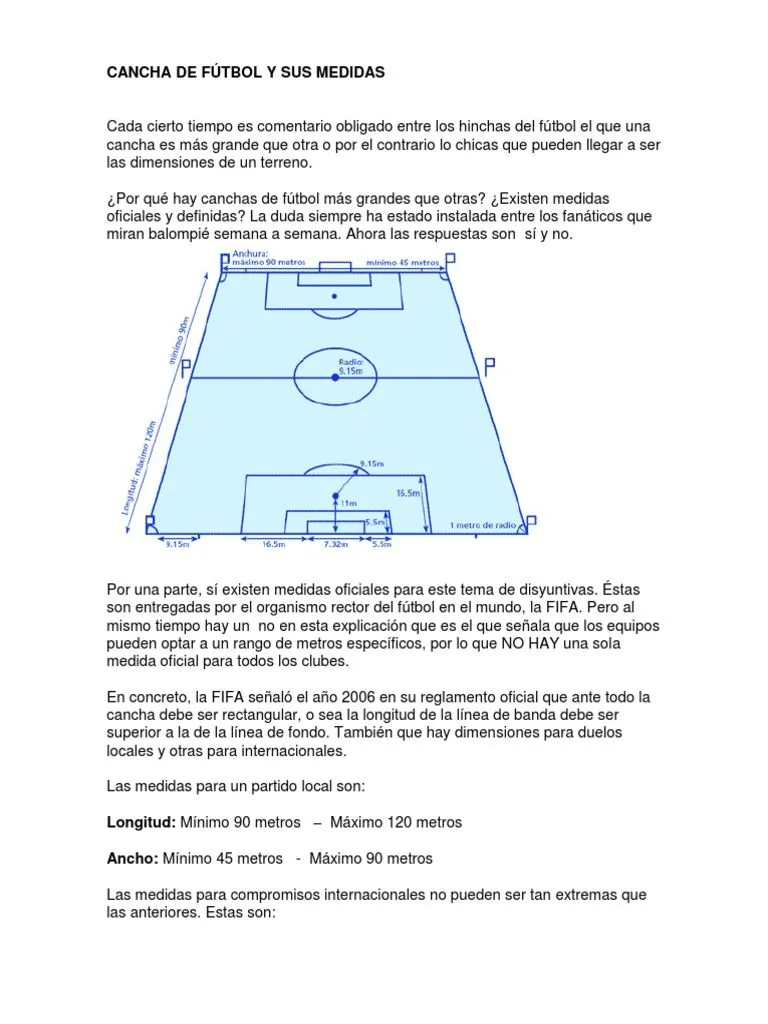 Cancha de Fútbol y Sus Medidas | PDF | Asociación de Futbol | Ocio