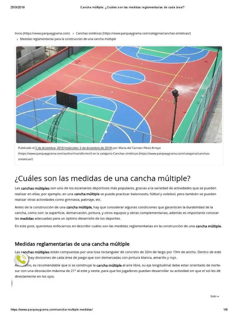 Cancha Múltiple - ¿Cuáles Son Las Medidas Reglamentarias de Cada Área - PDF  | PDF | Vóleibol | Deportes