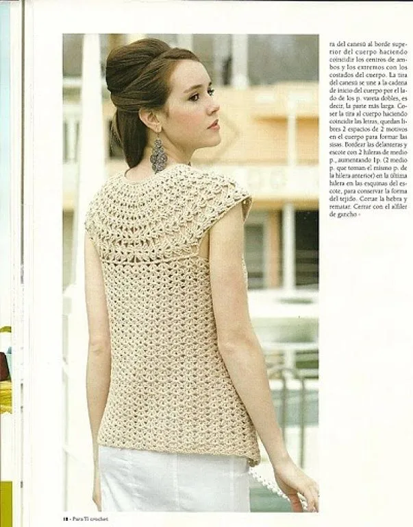 Chaleco a crochet tejido desde el canesu - Imagui