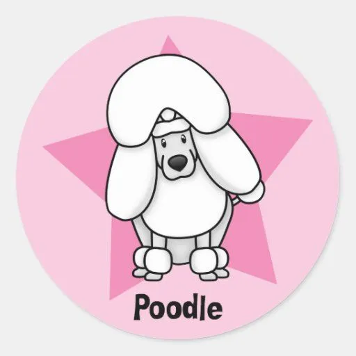 Caniche del blanco de la estrella de Kawaii Pegatina de Zazzle.