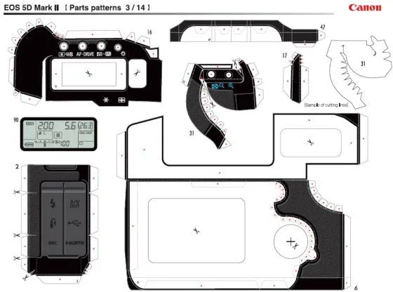 Canon 5D Mark II, en modelo para armar de papel