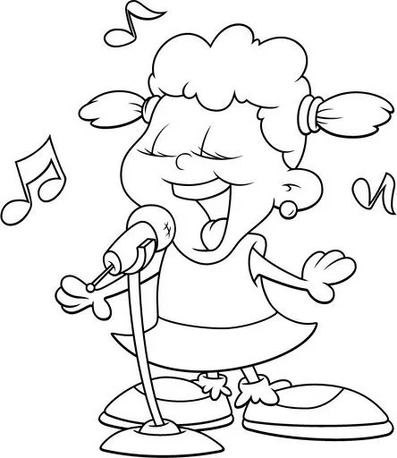 Una niña cantando para colorear - Imagui