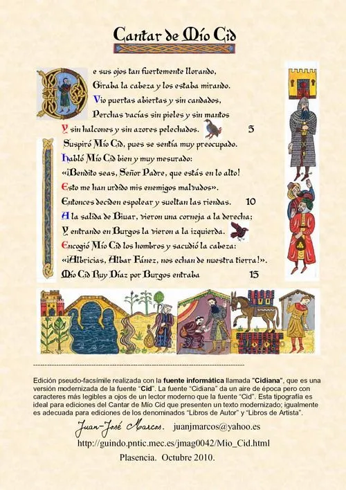 Cantar de Mio Cid. Letra del manuscrito. Paleografía del códice ...