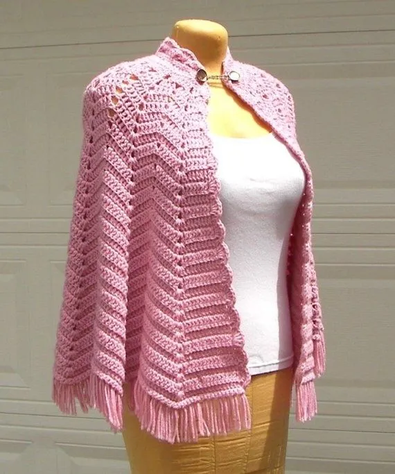 Vintage Crocheted Cape or Shawl Pink Cape by fancyfigleaf, $18.00 ...