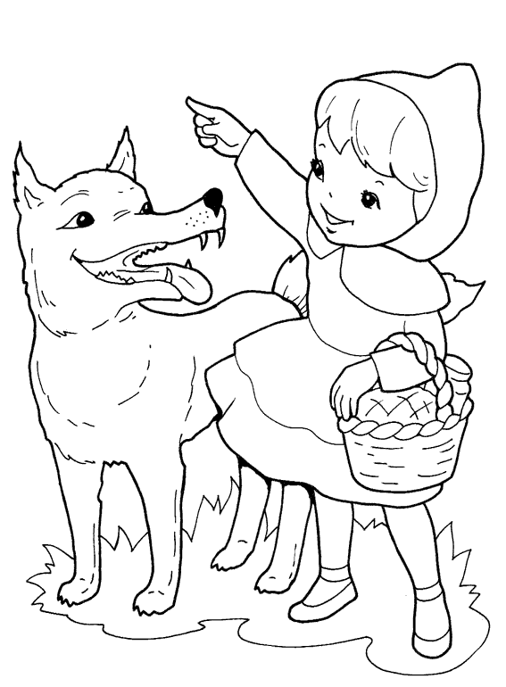 La Caperucita Roja y El Lobo para colorear ~ Dibujos para Colorear ...