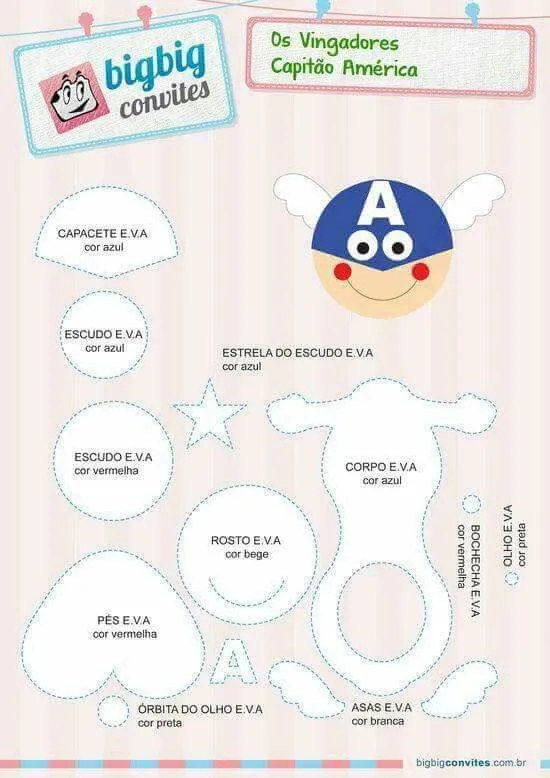 Capitán América | Fieltro *Moldes* | Pinterest