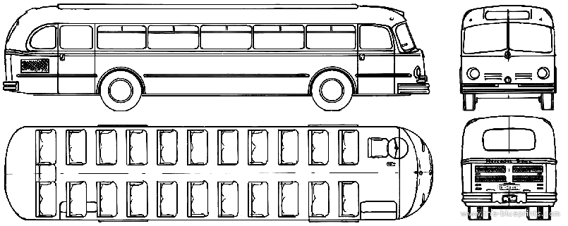 CAR blueprints - 1951 Mercedes-Benz Linienbus Pullman Bus blueprint