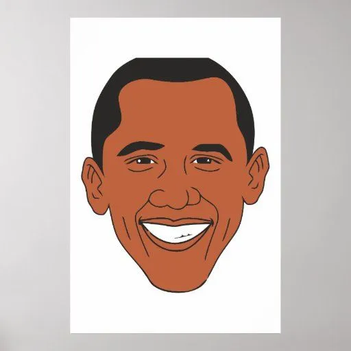 Cara del dibujo animado de presidente Barack Obama Posters | Zazzle