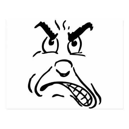 Cara enojada del dibujo animado postales | Zazzle