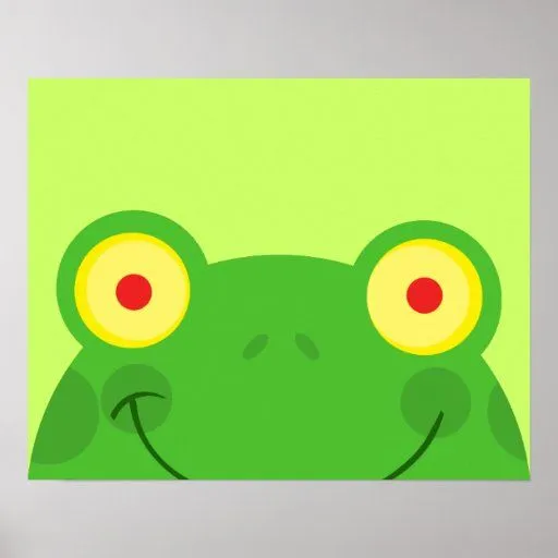 cara linda del froggy de la rana del dibujo animad posters | Zazzle