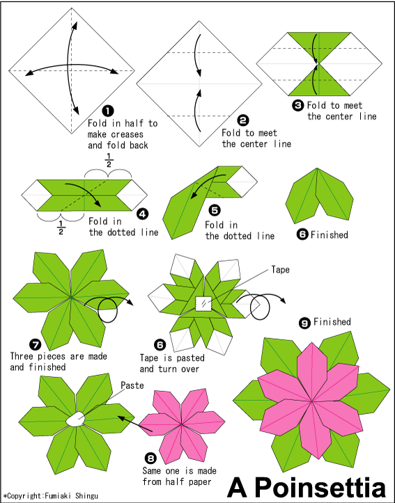 Cara Membuat Origami Bunga Sepatu | Poinsettia | Cara Membuat ...