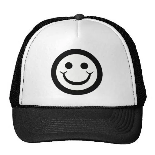 CARA SONRIENTE BLANCO Y NEGRO GORROS de Zazzle.