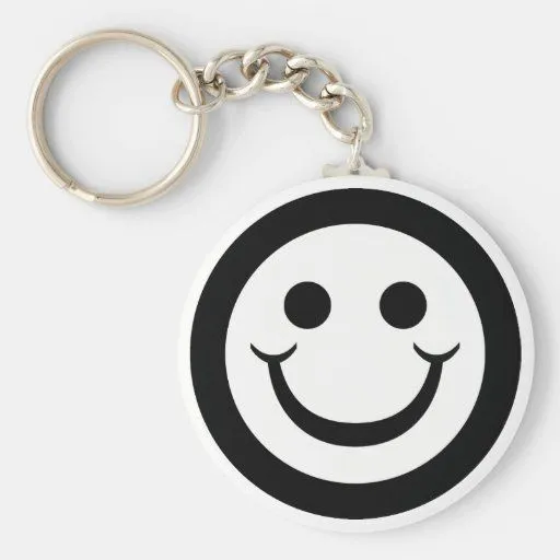 CARA SONRIENTE BLANCO Y NEGRO LLAVEROS de Zazzle.