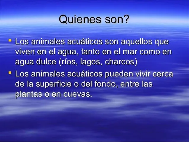 Caracteristicas de animales acuaticos