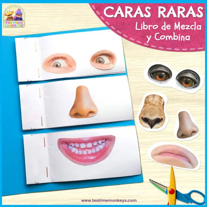 Caras Raras – Libro de Mezcla y Combina con Partes de la Cara para Imprimir  - Tea Time Monkeys