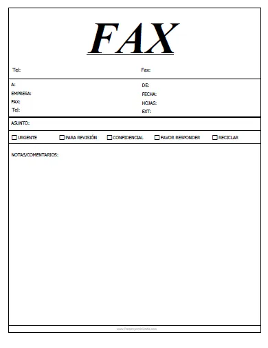 Caratula de Fax - Para Imprimir Gratis - ParaImprimirGratis.
