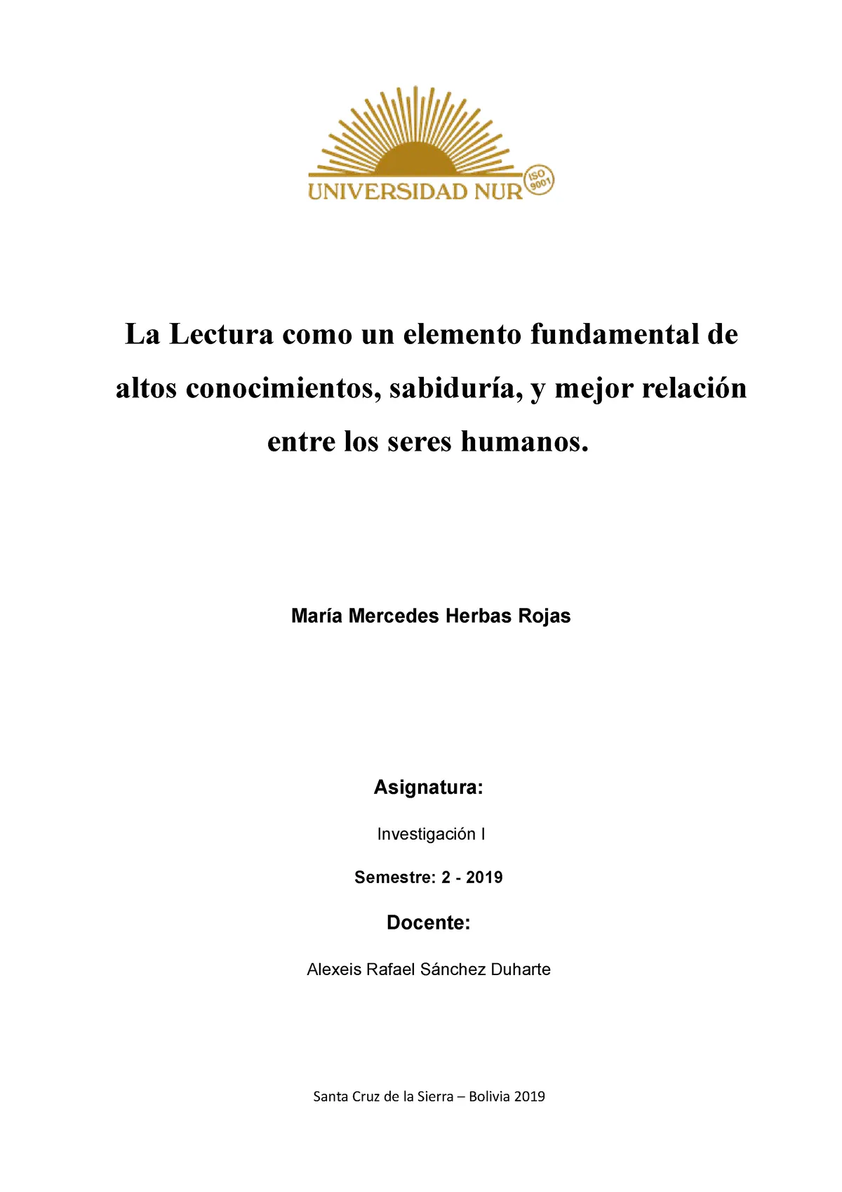 Caratula para presentar trabajos y practicos - La Lectura como un elemento fundamental de altos - Studocu