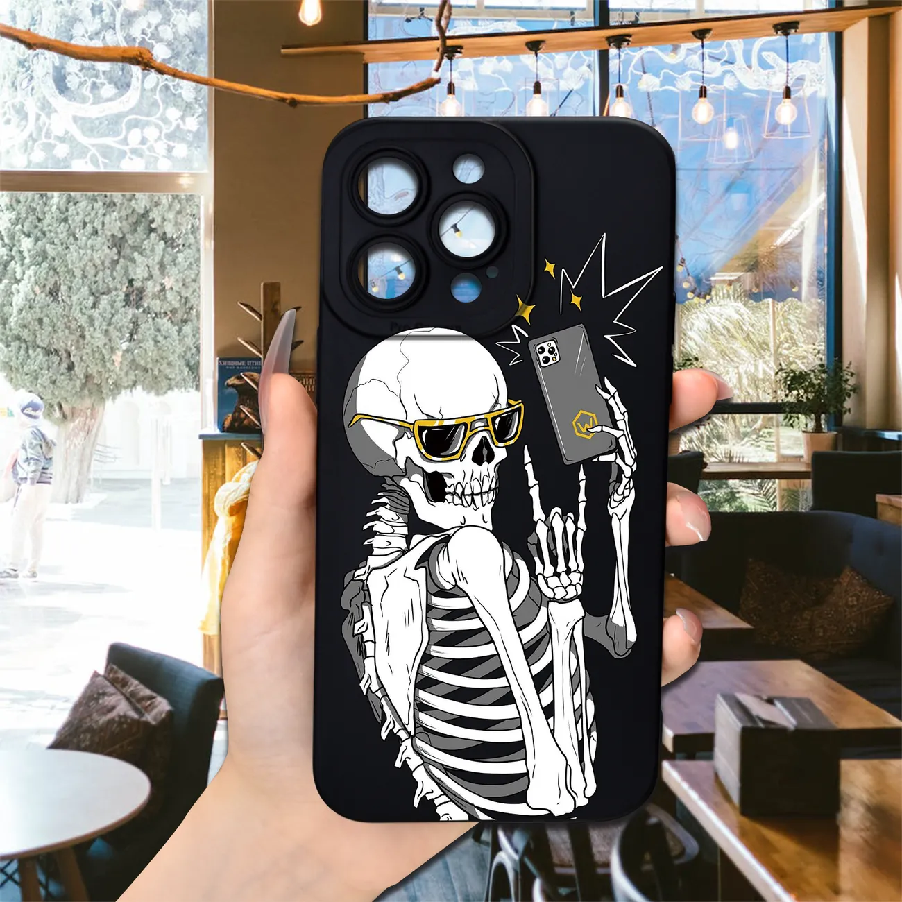 Carcasa De Teléfono Suave Con Impresión Uv De Foto De Calavera De Halloween  Y Protección Completa